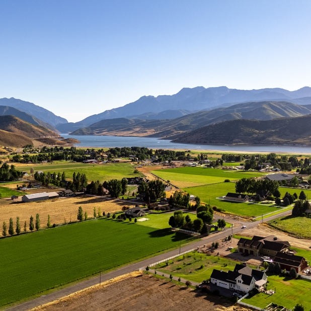 aerial view of rural neighborhood